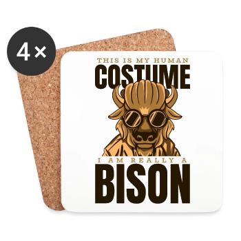 C’est mon costume humain, je suis vraiment un bison - Dessous de verre (lot de 4) - blanc - Devant