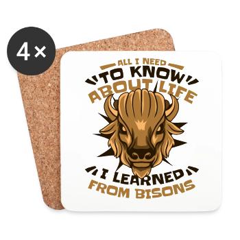 I Learned From Bisons Buffalo American Bison - Coasters (set of 4) - white - Front