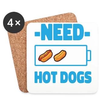 Hot Dog Adult Battery Need Hot - Untersetzer (4er-Set) - Weiß - Vorne