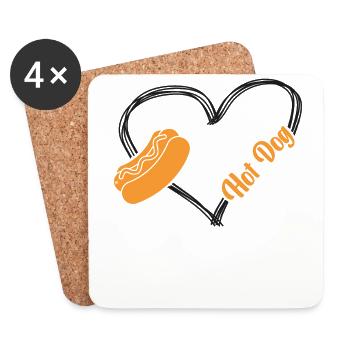 Hot Dog Adult Heart Hot Dog - Dessous de verre (lot de 4) - blanc - Devant