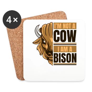 Je ne suis pas une vache, je suis un amateur de bison Buffalo Bovinae - Dessous de verre (lot de 4) - blanc - Devant