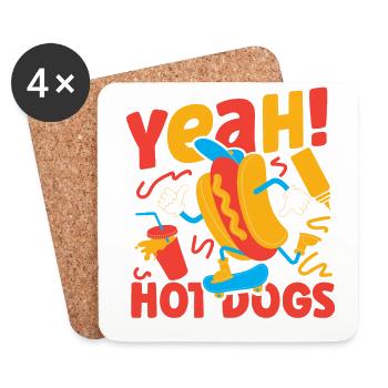 Hot Dog Adulte oui ! Hot-dogs - Dessous de verre (lot de 4) - blanc - Devant