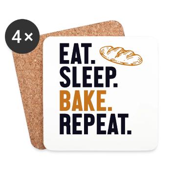 Eat Sleep Bake Repeat Bread Maker Bread Dough - Coasters (set of 4) - white - Front