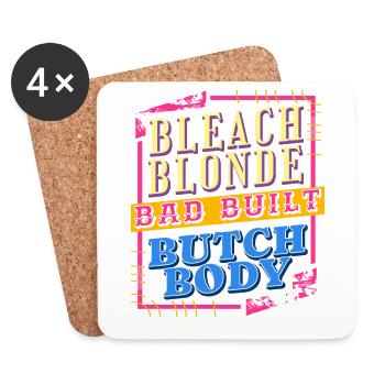 Design rétro : blond de plage, mal construit – - Dessous de verre (lot de 4) - blanc - Devant