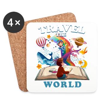 Voyage Le monde Voyage Voyage Voyage - Dessous de verre (lot de 4) - blanc - Devant