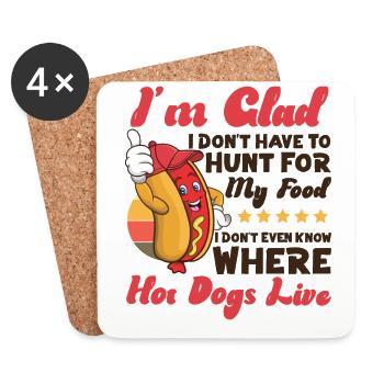 Hot Dog Adult I'm Glad I Don't - Coasters (set of 4) - white - Front