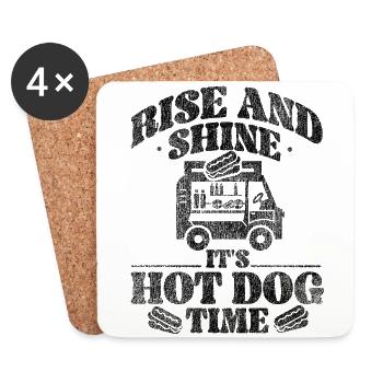 Hot Dog Adult Vintage Rise And - Untersetzer (4er-Set) - Weiß - Vorne