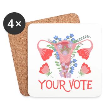 Floral Feminist Flowers Strong Woman, Strong Voice - Coasters (set of 4) - white - Front