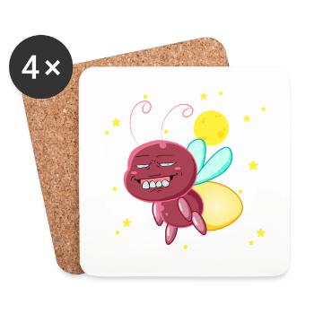 Regardez comment elle illumine le ciel mème Firefly magique - Dessous de verre (lot de 4) - blanc - Devant