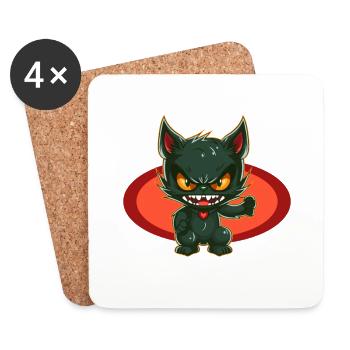 Cute but Wild: Zombie Voodoo Cat Halloween - Coasters (set of 4) - white - Front