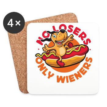 Hot Dog Jeu de mots pour adultes Pas de perdants seulement - Dessous de verre (lot de 4) - blanc - Devant