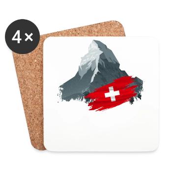 Suisse Vacances Ski Randonnée Montagne Suisse - Dessous de verre (lot de 4) - blanc - Devant