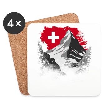 Switzerland Urlaub Skifahren Wandern Berge Schweiz - Untersetzer (4er-Set) - Weiß - Vorne