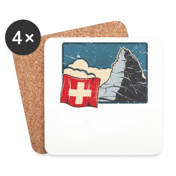 Switzerland Urlaub Skifahren Wandern Berge Schweiz - Untersetzer (4er-Set) - Weiß - Vorne