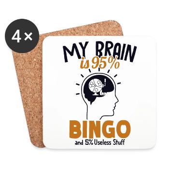 My Brain is 95% Bingo Professional Caller Daubers - Coasters (set of 4) - white - Front