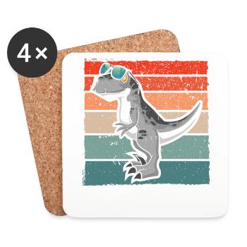 Dinosaure avec rétro vintage nerd geek Dino T-Rex - Dessous de verre (lot de 4) - blanc - Devant