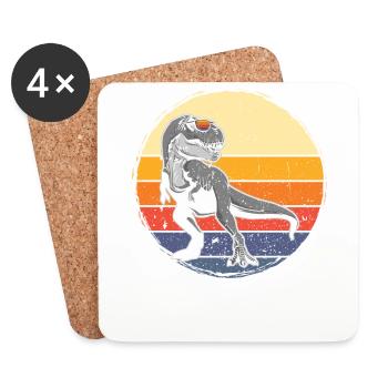 Dinosaure avec rétro vintage nerd geek Dino T-Rex - Dessous de verre (lot de 4) - blanc - Devant