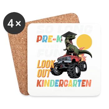 Nursery Gift Dinosaur Dino Skateboard - Coasters (set of 4) - white - Front