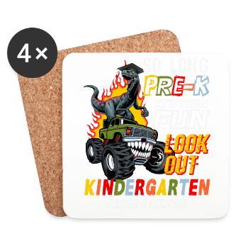 Remise des diplômes de la maternelle Dino Dinosaure T-Rex Fun - Dessous de verre (lot de 4) - blanc - Devant