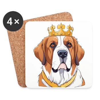 "Crowned Heads" - St. Bernards - Coasters (set of 4) - white - Front