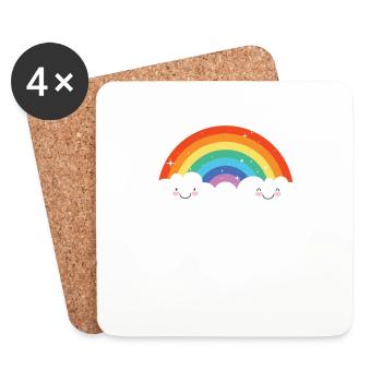 Genre Lesbiennes, Gays, Trans, Queer Arc-en-ciel - Dessous de verre (lot de 4) - blanc - Devant