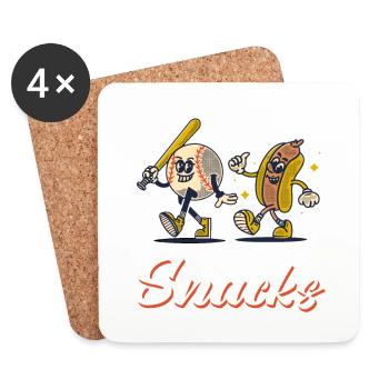 Patriotic Fun: 4th of July Hot Dogs & Baseball - Untersetzer (4er-Set) - Weiß - Vorne
