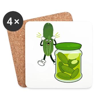 Freche Gurkenglas: Vegetarier, Veganer - Untersetzer (4er-Set) - Weiß - Vorne