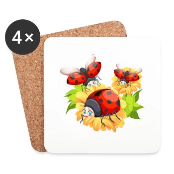 Coccinelle drôle parfaite pour les femmes et les filles - Dessous de verre (lot de 4) - blanc - Devant