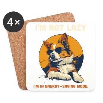 Lazy Dog Humor Energy Saving Mode Funny - Coasters (set of 4) - white - Front