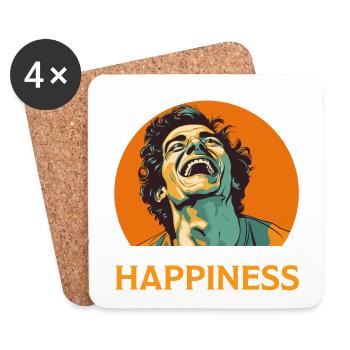 I Suffer From Chronic Happiness Funny Man Laugh - Coasters (set of 4) - white - Front
