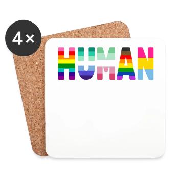 Gender Lesben, Schwule, Trans, Queer Regenbogen - Untersetzer (4er-Set) - Weiß - Vorne