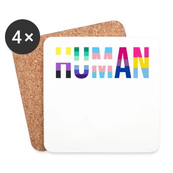 Gender Lesben, Schwule, Trans, Queer Regenbogen - Untersetzer (4er-Set) - Weiß - Vorne