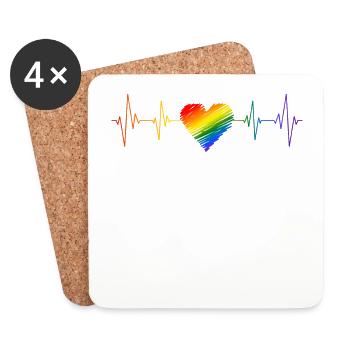 Gender Lesben, Schwule, Trans, Queer Regenbogen - Untersetzer (4er-Set) - Weiß - Vorne