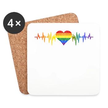 Gender Lesben, Schwule, Trans, Queer Regenbogen - Untersetzer (4er-Set) - Weiß - Vorne