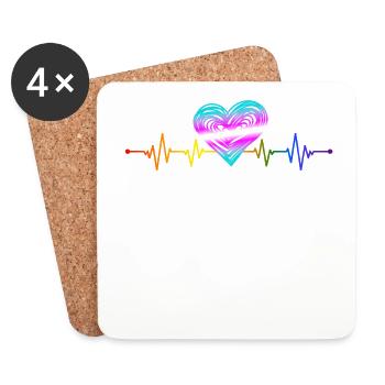 Gender Lesben, Schwule, Trans, Queer Regenbogen - Untersetzer (4er-Set) - Weiß - Vorne