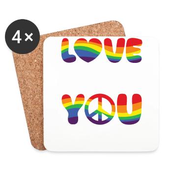 Gender Lesbians, Gays, Trans, Queer Rainbow - Coasters (set of 4) - white - Front