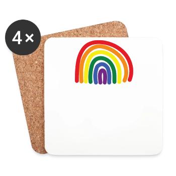Gender Lesben, Schwule, Trans, Queer Regenbogen - Untersetzer (4er-Set) - Weiß - Vorne