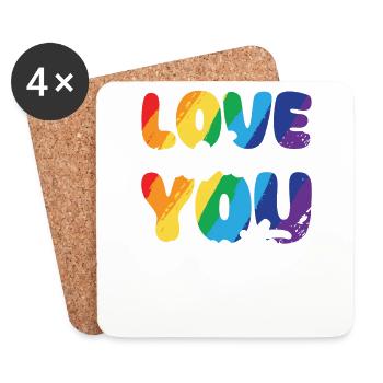 Gender Lesben, Schwule, Trans, Queer Regenbogen - Untersetzer (4er-Set) - Weiß - Vorne
