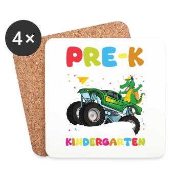 Nursery Gift Dinosaur Dino Skateboard - Coasters (set of 4) - white - Front