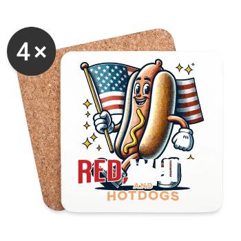Rot-weißes Hotdogs-retro-vintage-design 4. Juli - Untersetzer (4er-Set) - Weiß - Vorne