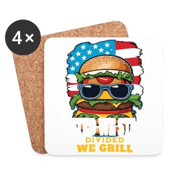 Lustiges Bbq-wortspiel-retro-vintage-hotdog-design - Untersetzer (4er-Set) - Weiß - Vorne