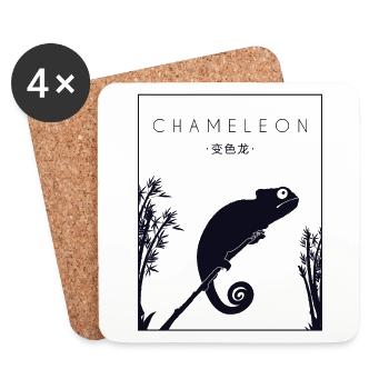 Chameleon Chinese Hanzi Veiled Panther Lover - Coasters (set of 4) - white - Front