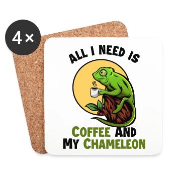 Le café et mon amant de la panthère voilée caméléon - Dessous de verre (lot de 4) - blanc - Devant