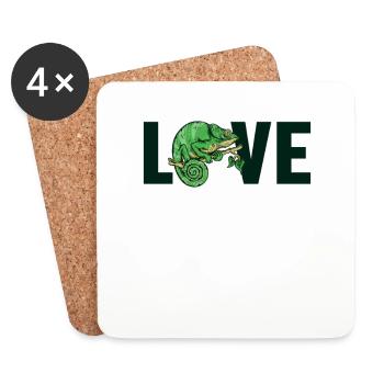 Love Panther Veiled Chamaeleonidae Lover Chameleon - Coasters (set of 4) - white - Front