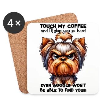 Drôle de chemise Yorkshire Terrier Coffee, sarcasme - Dessous de verre (lot de 4) - blanc - Devant