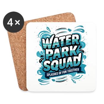 Wasserspaß-Truppe: Gemeinsam Spaß im Wasserpark - Untersetzer (4er-Set) - Weiß - Vorne