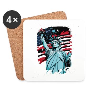 Drapeau américain de la Statue de la Liberté du 4 juillet - Dessous de verre (lot de 4) - blanc - Devant