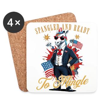 Bereit Zum Mischen Spangled Unicorn 4. Juli-spaß - Untersetzer (4er-Set) - Weiß - Vorne