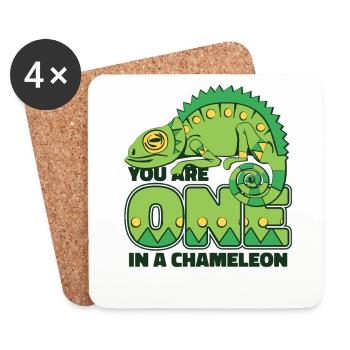 Vous ne faites qu’un dans un amant voilé de panthère caméléon - Dessous de verre (lot de 4) - blanc - Devant