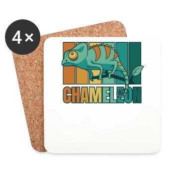 Panthère rétro voilée Chamaeleonidae amant - Dessous de verre (lot de 4) - blanc - Devant